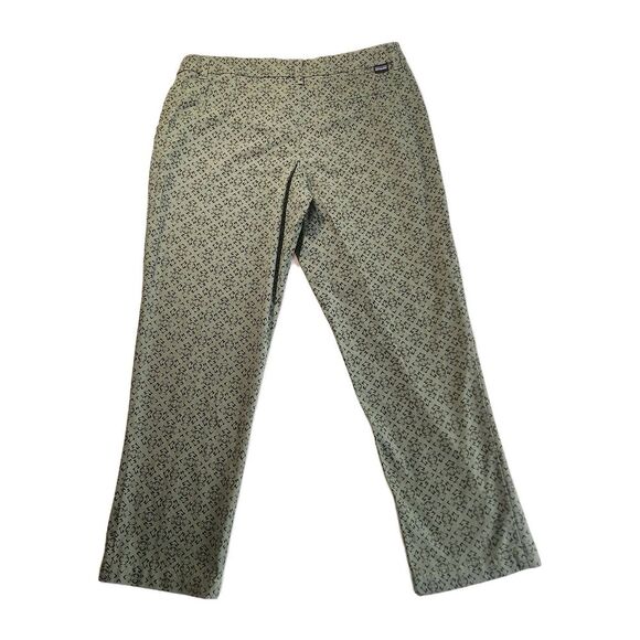 Patagonia Women’s Cropped Pants Size 8 Green Black Print Cotton Mid-Rise Pockets - Picture 3 of 8